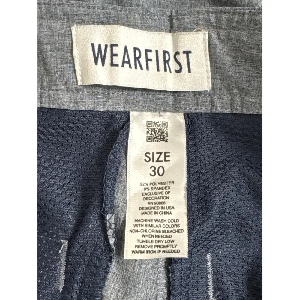 NWT Wearfirst Mens Cationic Cargo Shorts Navy Heather Size 30‎